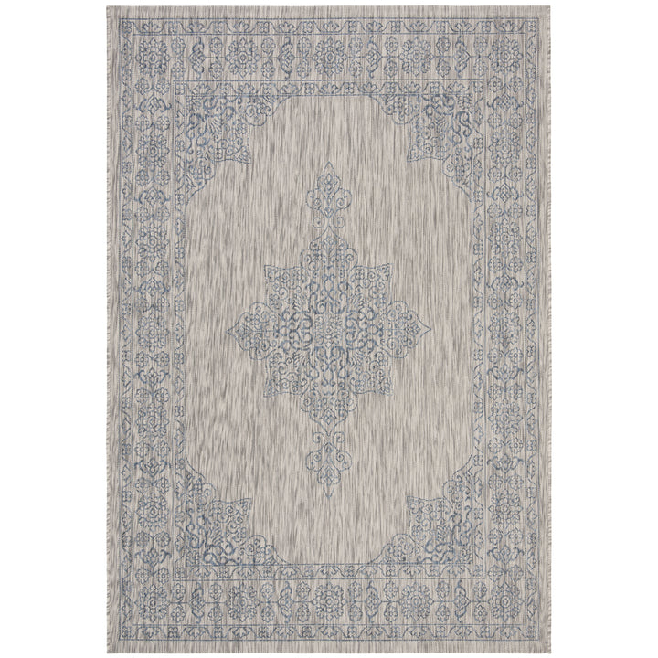 SAFAVIEH Outdoor CY8232-36812 Courtyard Grey / Navy Rug Image 1