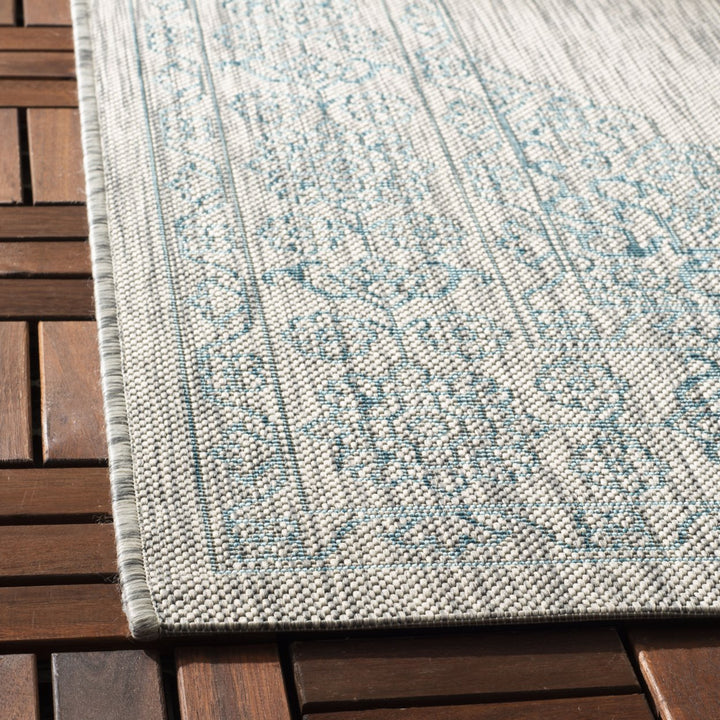 SAFAVIEH Outdoor CY8232-37112 Courtyard Grey / Aqua Rug Image 8