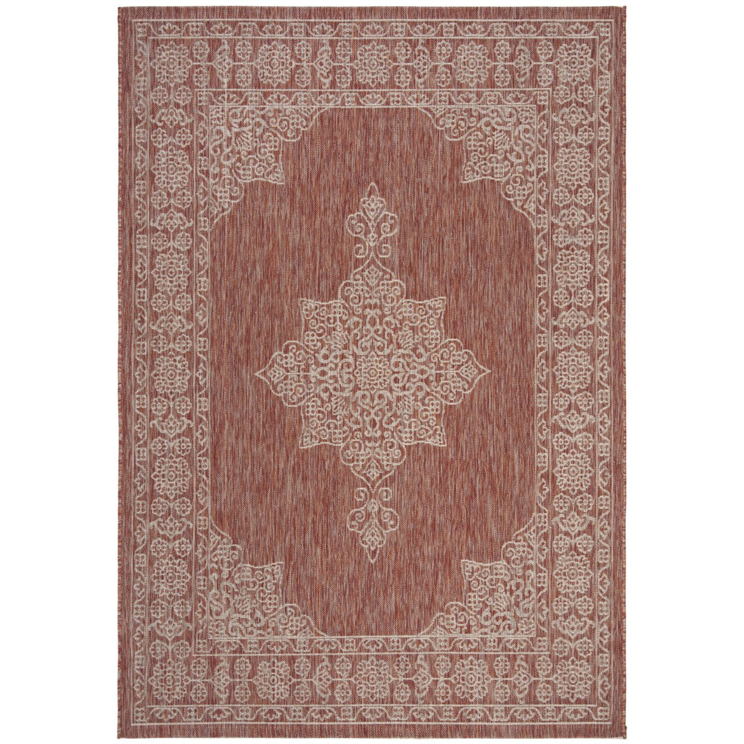 SAFAVIEH Outdoor CY8232-36521 Courtyard Rust / Ivory Rug Image 1