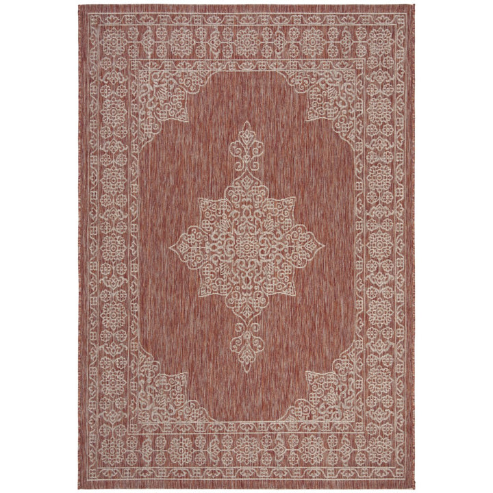 SAFAVIEH Outdoor CY8232-36521 Courtyard Rust / Ivory Rug Image 1