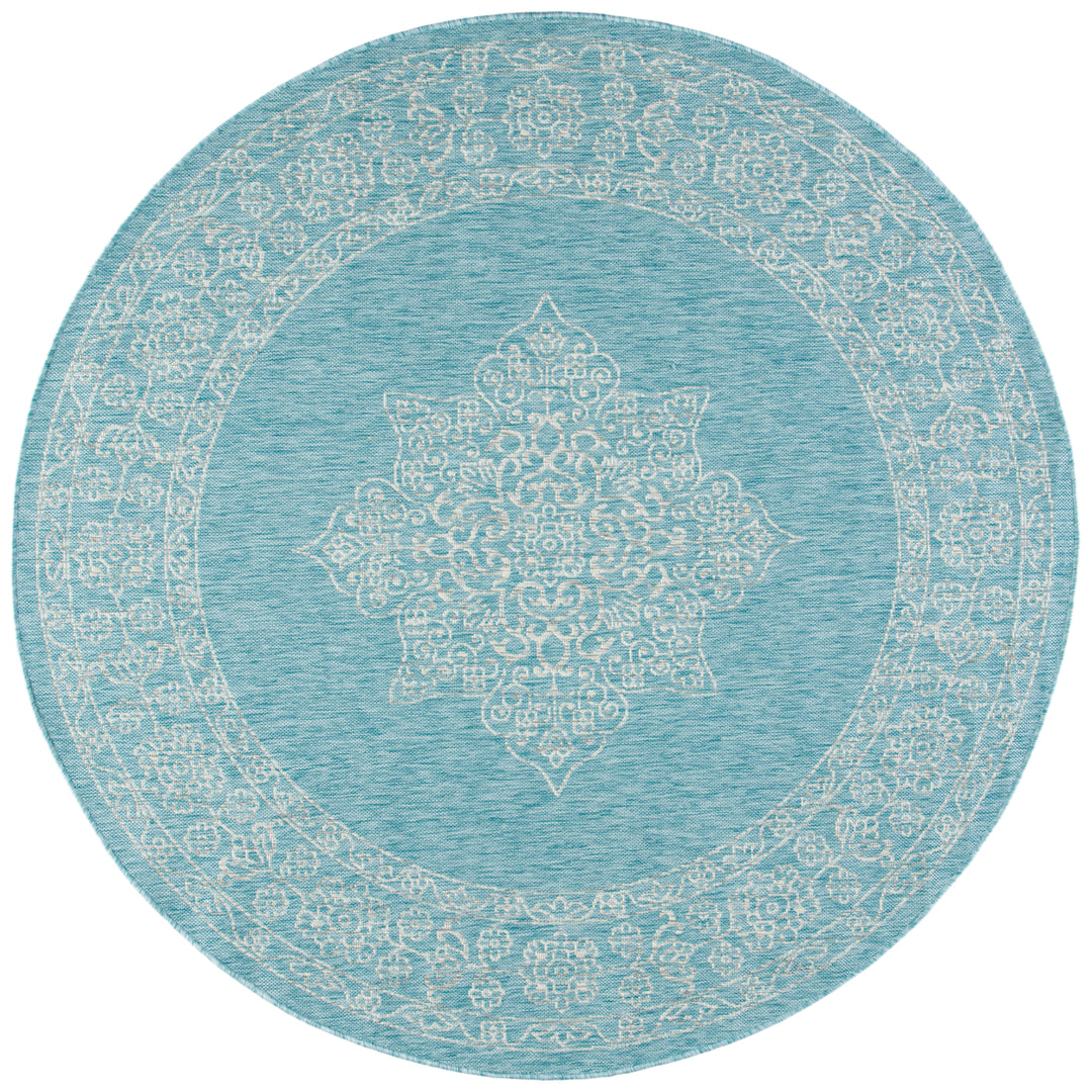 SAFAVIEH Outdoor CY8232-37121 Courtyard Aqua / Grey Rug Image 5