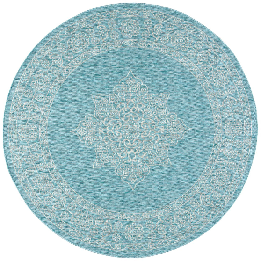 SAFAVIEH Outdoor CY8232-37121 Courtyard Aqua / Grey Rug Image 1