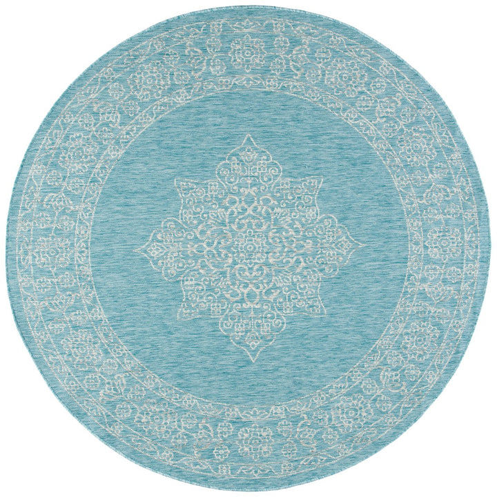 SAFAVIEH Outdoor CY8232-37121 Courtyard Aqua / Grey Rug Image 1