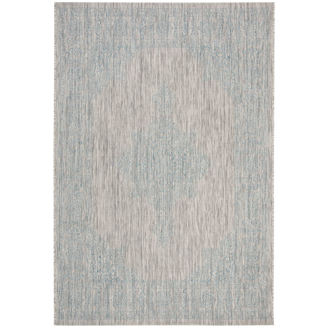 SAFAVIEH Outdoor CY8232-37112 Courtyard Grey / Aqua Rug Image 1