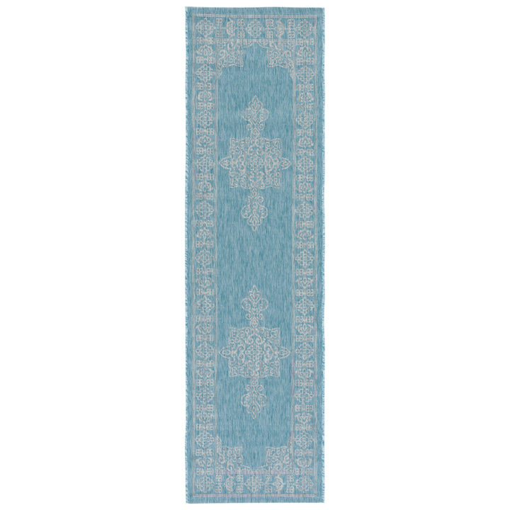 SAFAVIEH Outdoor CY8232-37121 Courtyard Aqua / Grey Rug Image 6