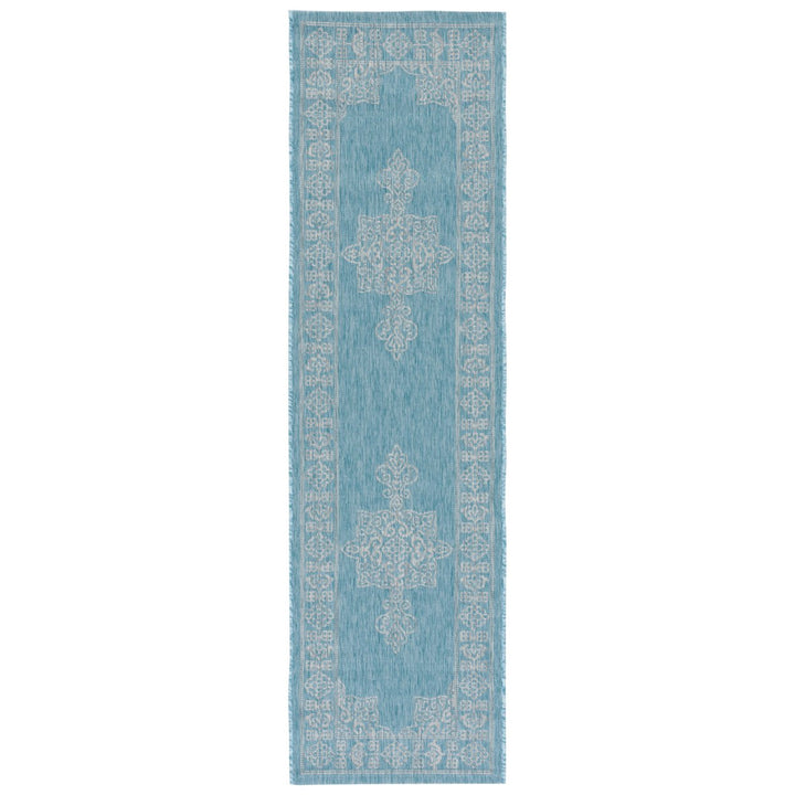 SAFAVIEH Outdoor CY8232-37121 Courtyard Aqua / Grey Rug Image 1