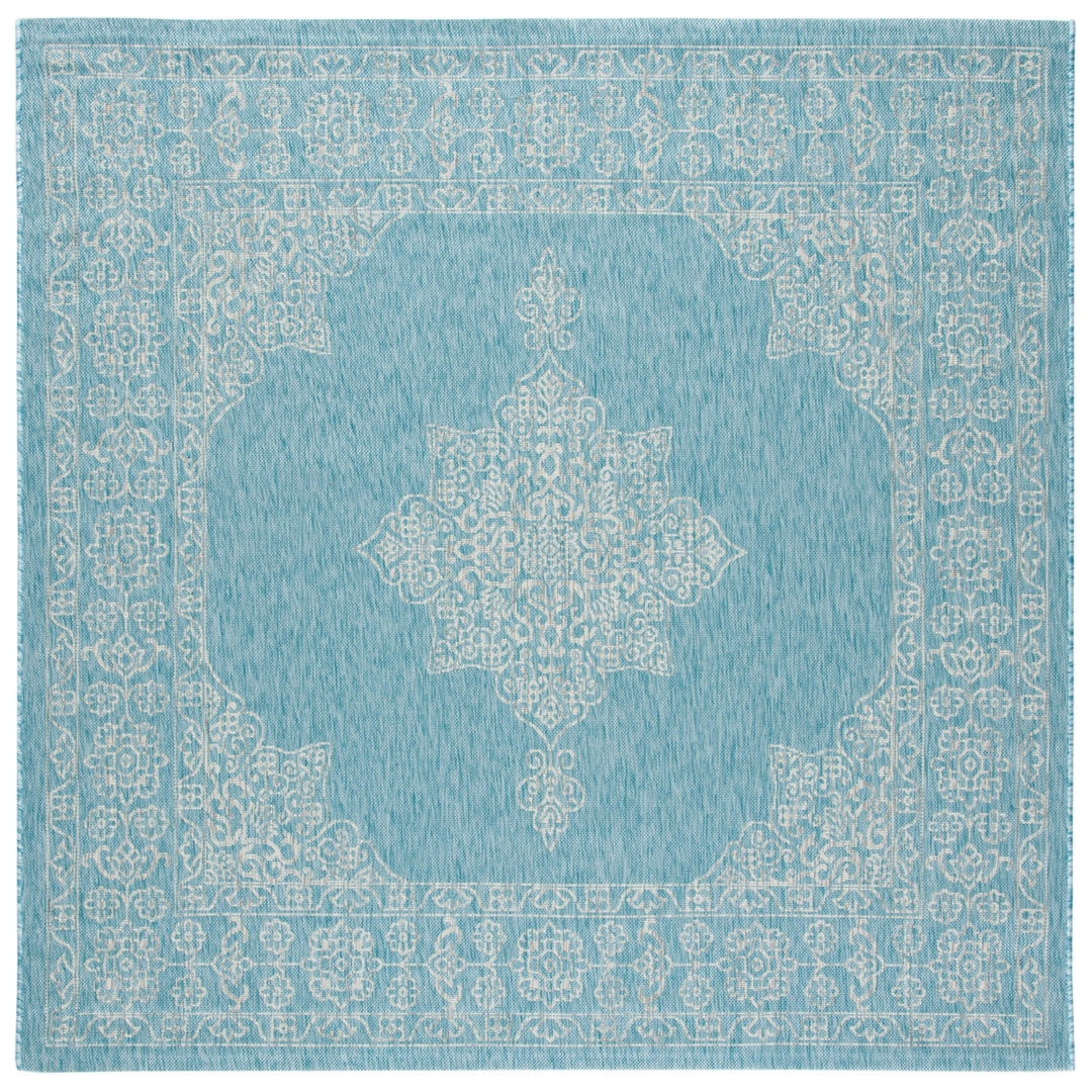 SAFAVIEH Outdoor CY8232-37121 Courtyard Aqua / Grey Rug Image 7