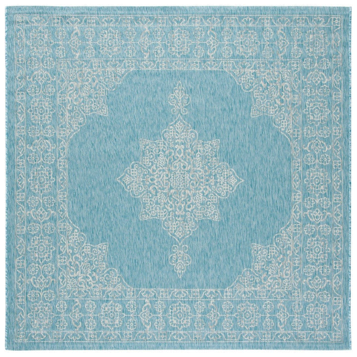 SAFAVIEH Outdoor CY8232-37121 Courtyard Aqua / Grey Rug Image 1