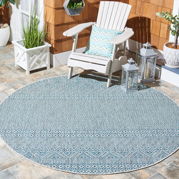 SAFAVIEH Outdoor CY8235-37212 Courtyard Grey / Aqua Rug Image 2