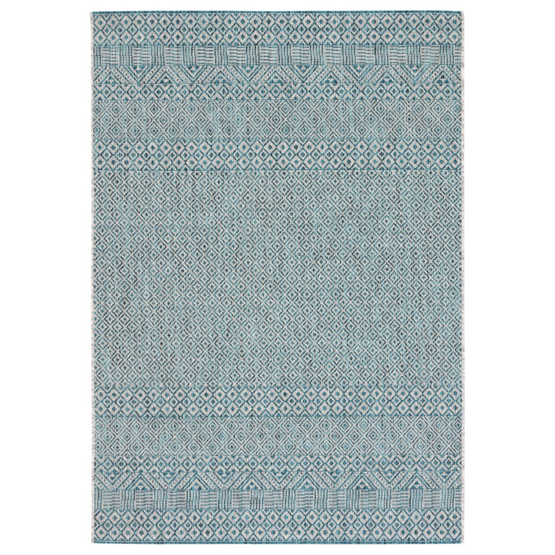 SAFAVIEH Outdoor CY8235-37212 Courtyard Grey / Aqua Rug Image 1