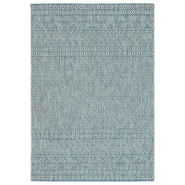 SAFAVIEH Outdoor CY8235-37212 Courtyard Grey / Aqua Rug Image 1