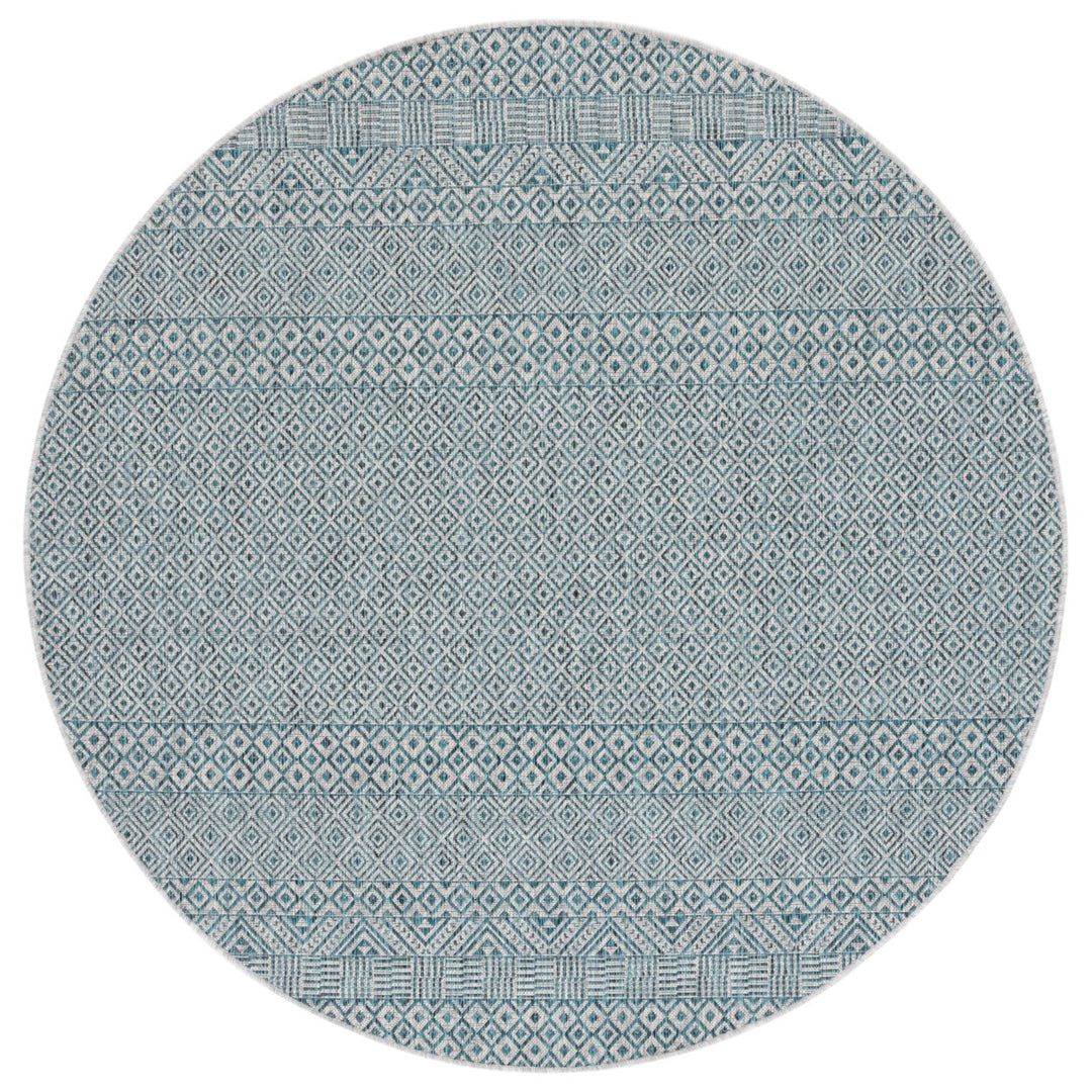 SAFAVIEH Outdoor CY8235-37212 Courtyard Grey / Aqua Rug Image 1