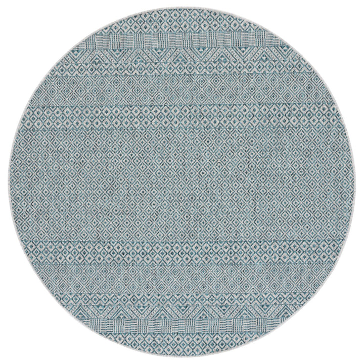 SAFAVIEH Outdoor CY8235-37212 Courtyard Grey / Aqua Rug Image 1