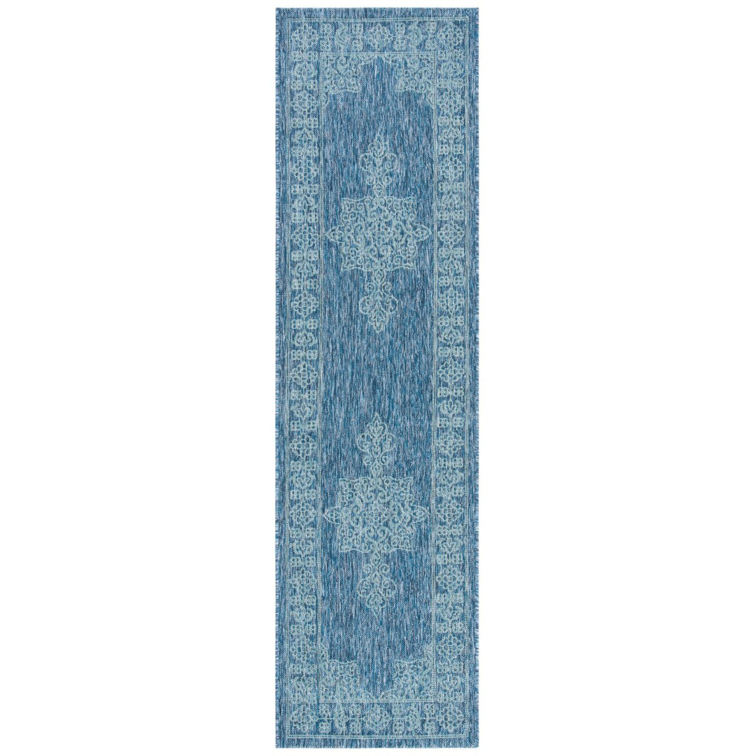 SAFAVIEH Outdoor CY8232-39421 Courtyard Navy / Ivory Rug Image 1