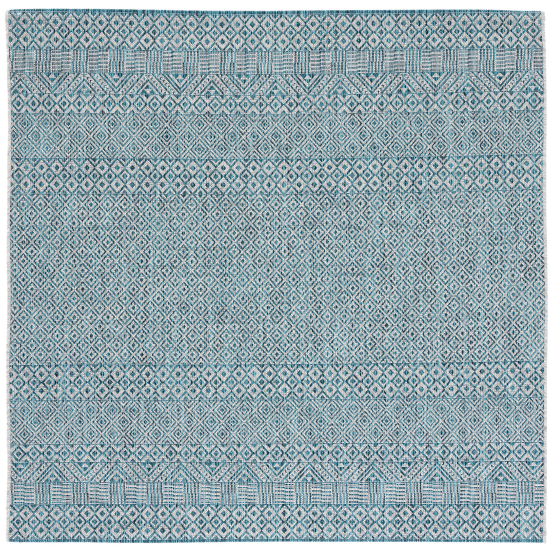 SAFAVIEH Outdoor CY8235-37212 Courtyard Grey / Aqua Rug Image 5