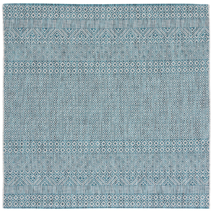 SAFAVIEH Outdoor CY8235-37212 Courtyard Grey / Aqua Rug Image 1