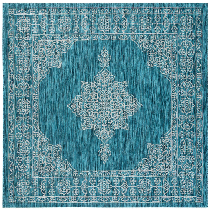 SAFAVIEH Outdoor CY8232-37221 Courtyard Teal / Ivory Rug Image 7