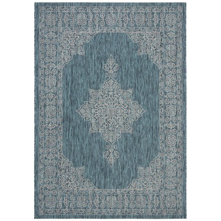 SAFAVIEH Outdoor CY8232-37221 Courtyard Teal / Ivory Rug Image 10