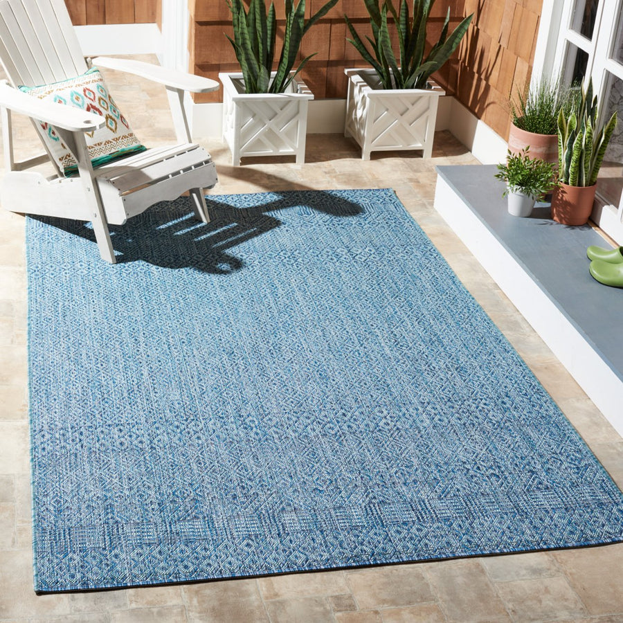 SAFAVIEH Outdoor CY8235-39412 Courtyard Aqua / Navy Rug Image 1