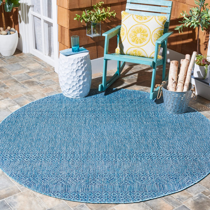 SAFAVIEH Outdoor CY8235-39412 Courtyard Aqua / Navy Rug Image 2