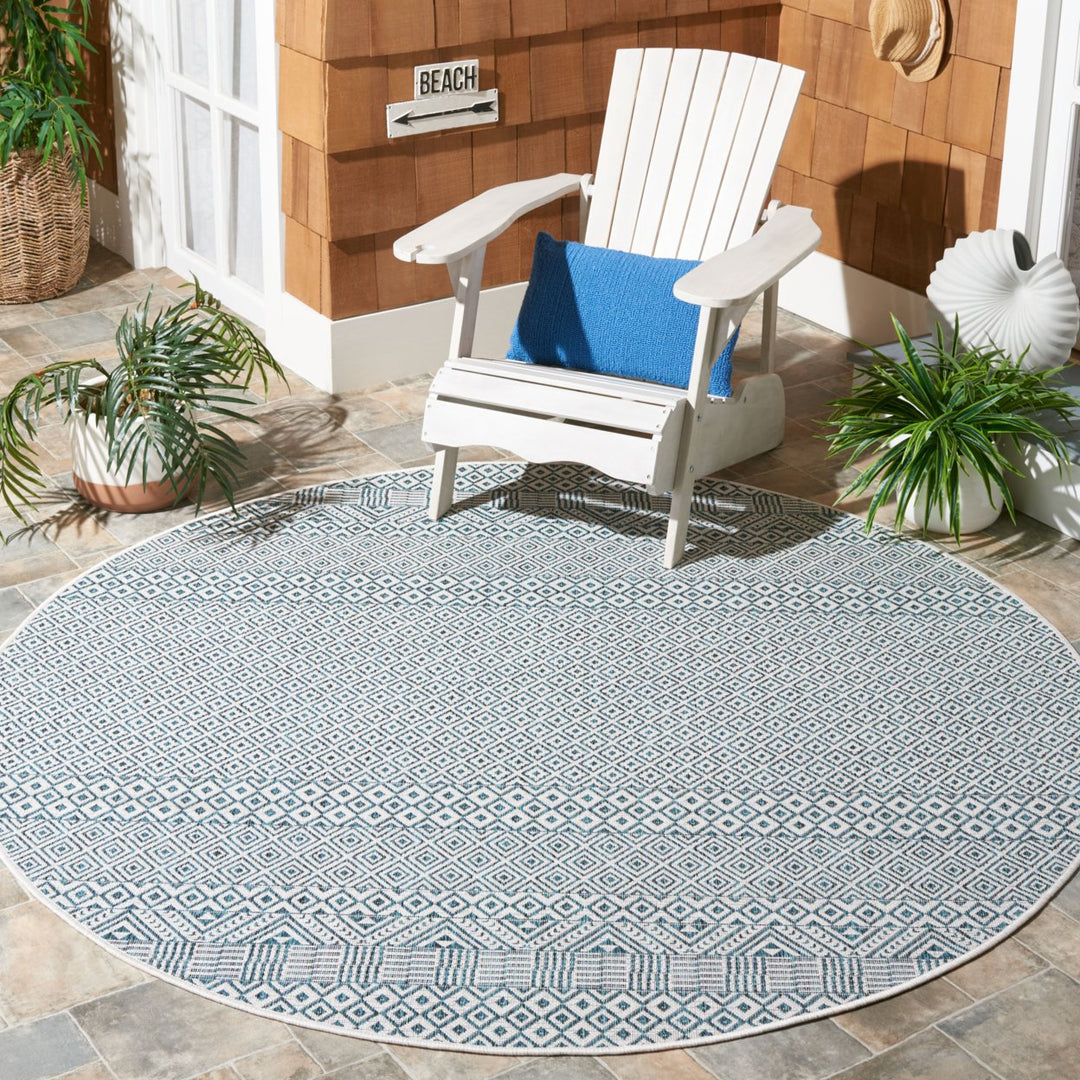 SAFAVIEH Outdoor CY8235-53512 Courtyard Ivory / Aqua Rug Image 2