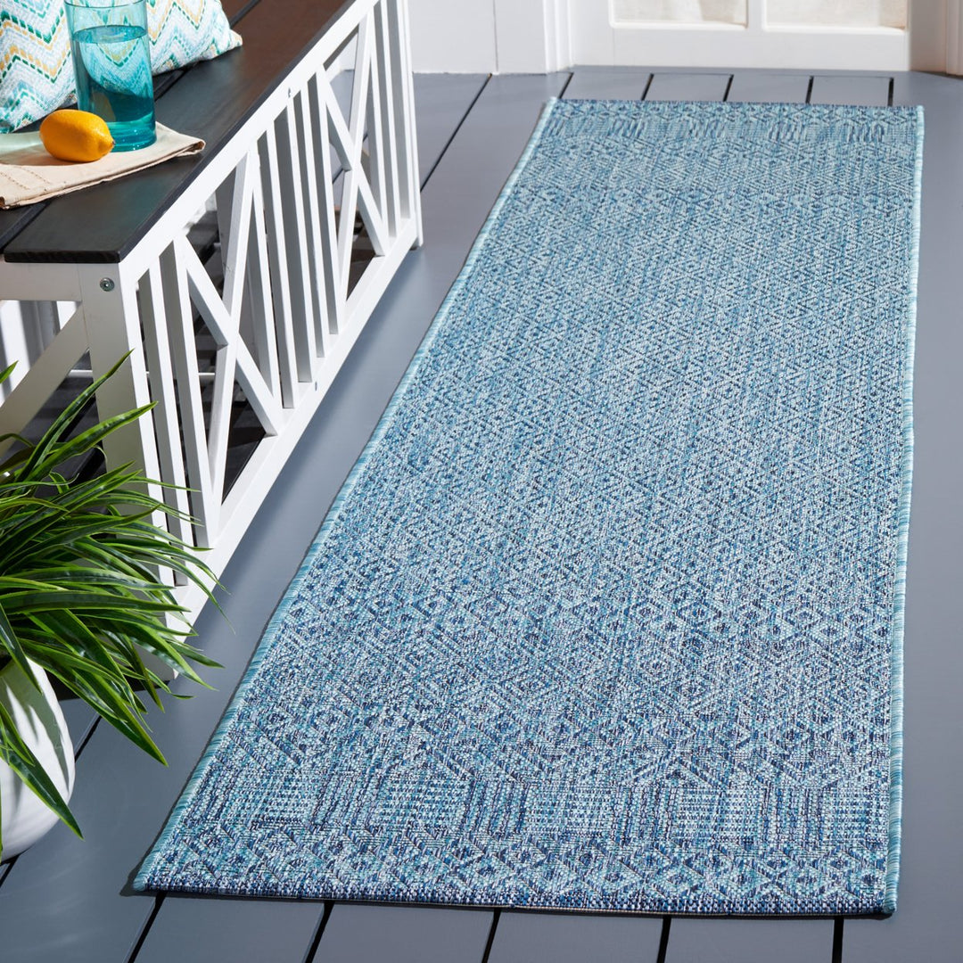 SAFAVIEH Outdoor CY8235-39412 Courtyard Aqua / Navy Rug Image 3