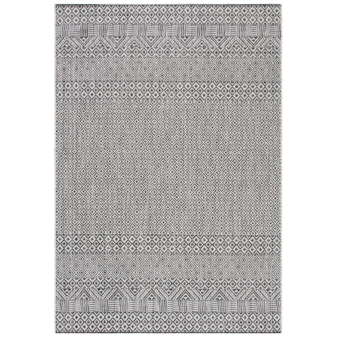 SAFAVIEH Outdoor CY8235-37612 Courtyard Grey / Black Rug Image 4