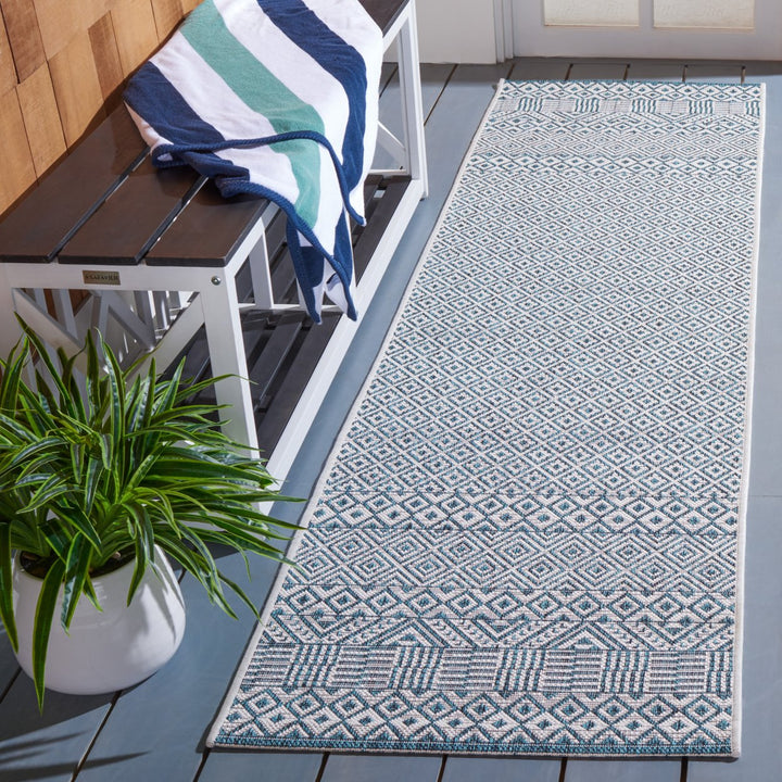 SAFAVIEH Outdoor CY8235-53512 Courtyard Ivory / Aqua Rug Image 3