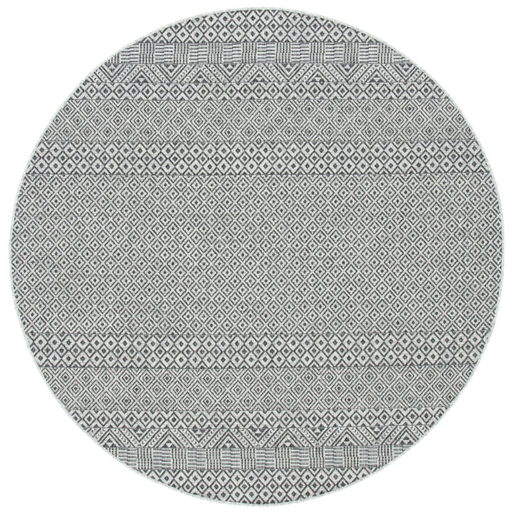 SAFAVIEH Outdoor CY8235-37612 Courtyard Grey / Black Rug Image 1