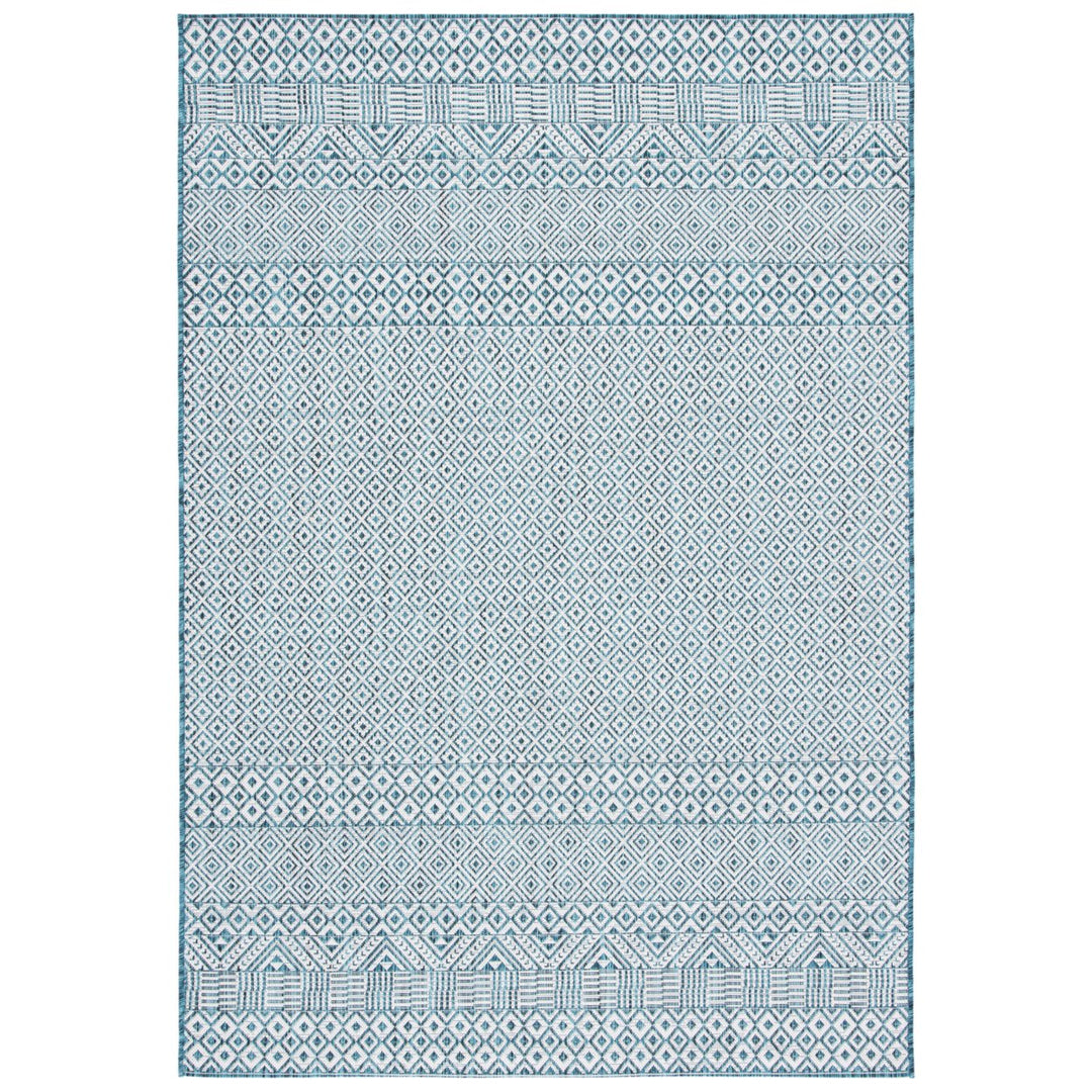 SAFAVIEH Outdoor CY8235-53512 Courtyard Ivory / Aqua Rug Image 1