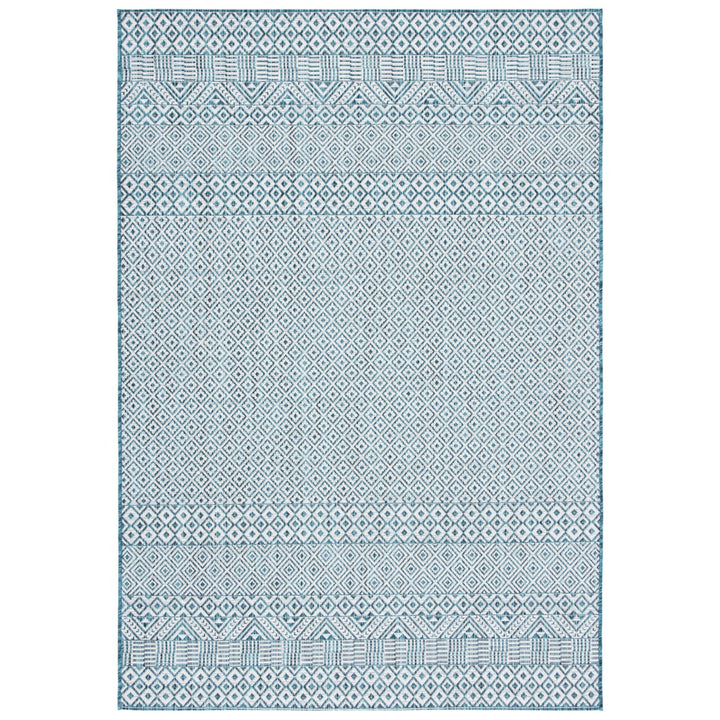 SAFAVIEH Outdoor CY8235-53512 Courtyard Ivory / Aqua Rug Image 1