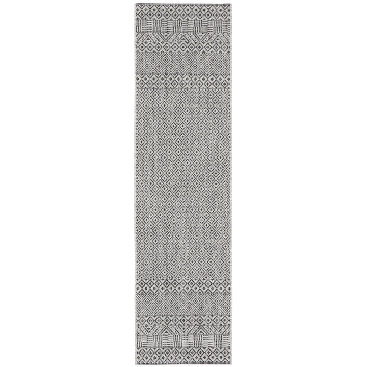 SAFAVIEH Outdoor CY8235-37612 Courtyard Grey / Black Rug Image 1