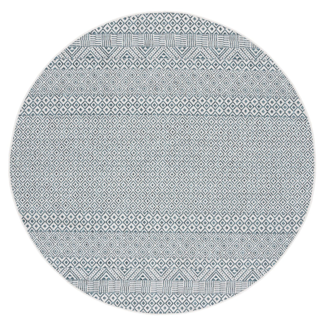 SAFAVIEH Outdoor CY8235-53512 Courtyard Ivory / Aqua Rug Image 1