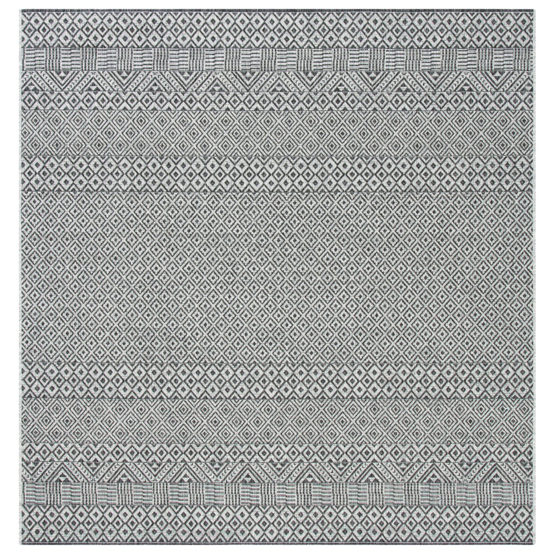 SAFAVIEH Outdoor CY8235-37612 Courtyard Grey / Black Rug Image 7