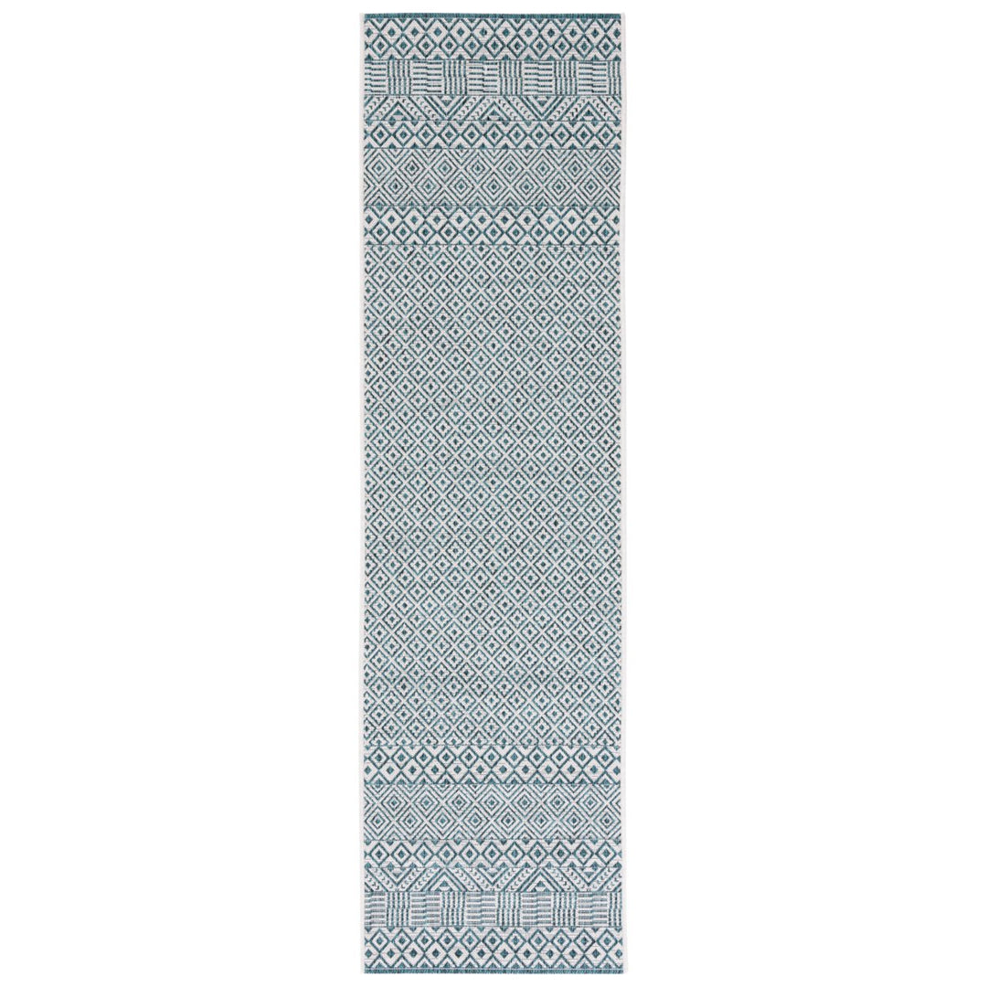 SAFAVIEH Outdoor CY8235-53512 Courtyard Ivory / Aqua Rug Image 1