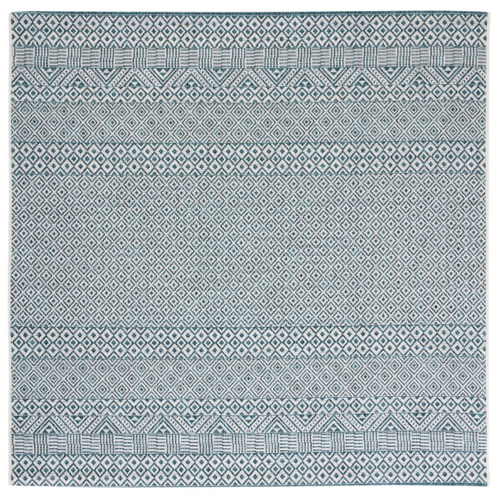 SAFAVIEH Outdoor CY8235-53512 Courtyard Ivory / Aqua Rug Image 1