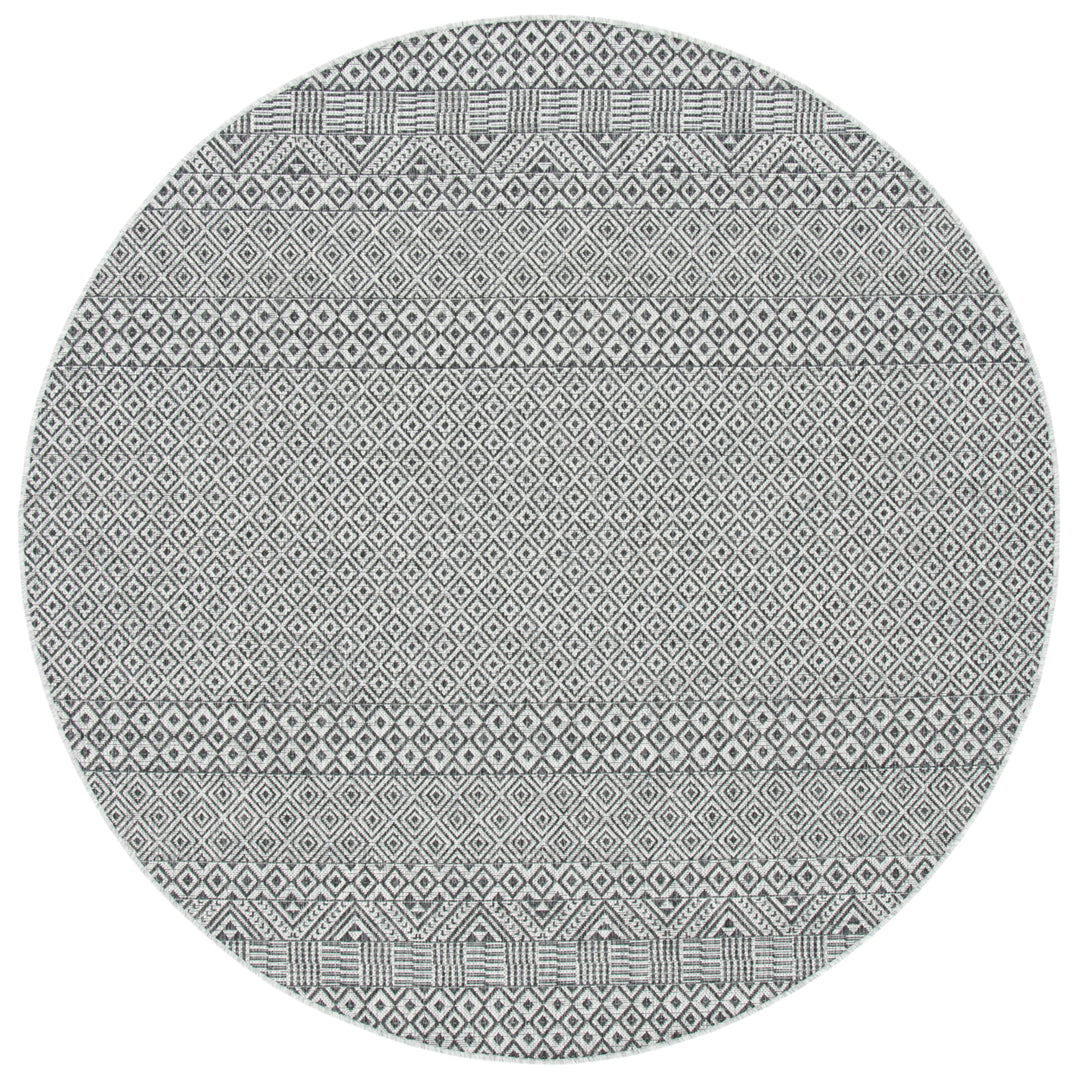 SAFAVIEH Outdoor CY8235-37612 Courtyard Grey / Black Rug Image 9