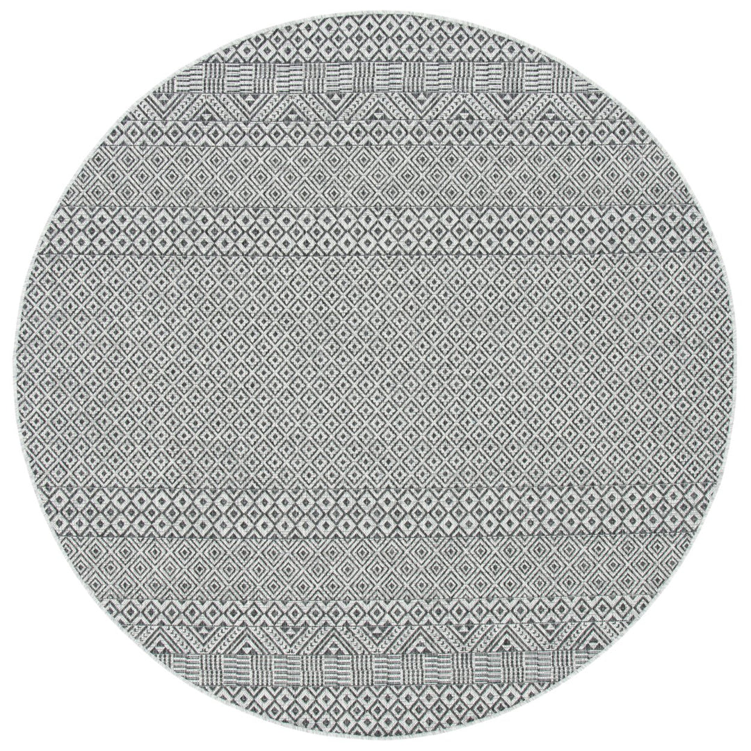 SAFAVIEH Outdoor CY8235-37612 Courtyard Grey / Black Rug Image 1