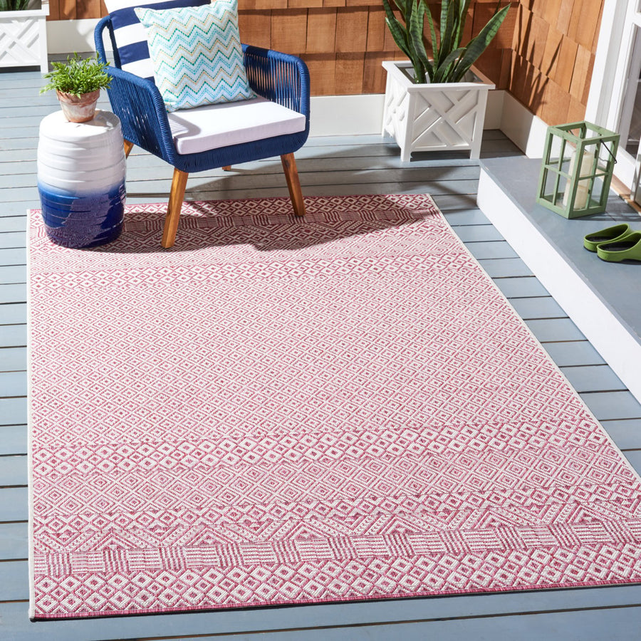 SAFAVIEH Outdoor CY8235-55912 Courtyard Ivory / Red Rug Image 1