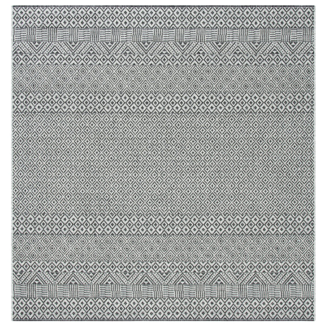 SAFAVIEH Outdoor CY8235-37612 Courtyard Grey / Black Rug Image 1