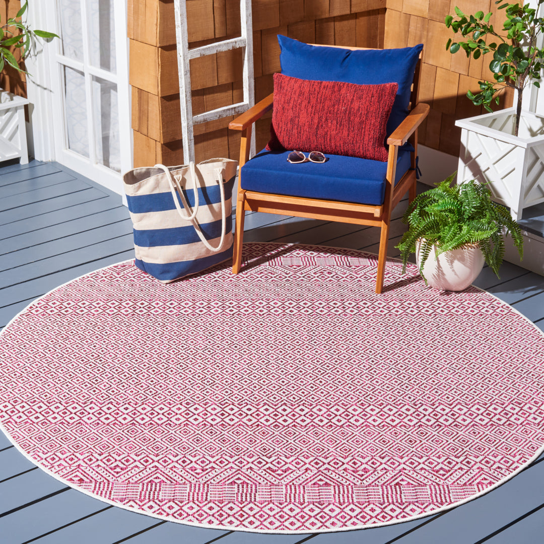 SAFAVIEH Outdoor CY8235-55912 Courtyard Ivory / Red Rug Image 2