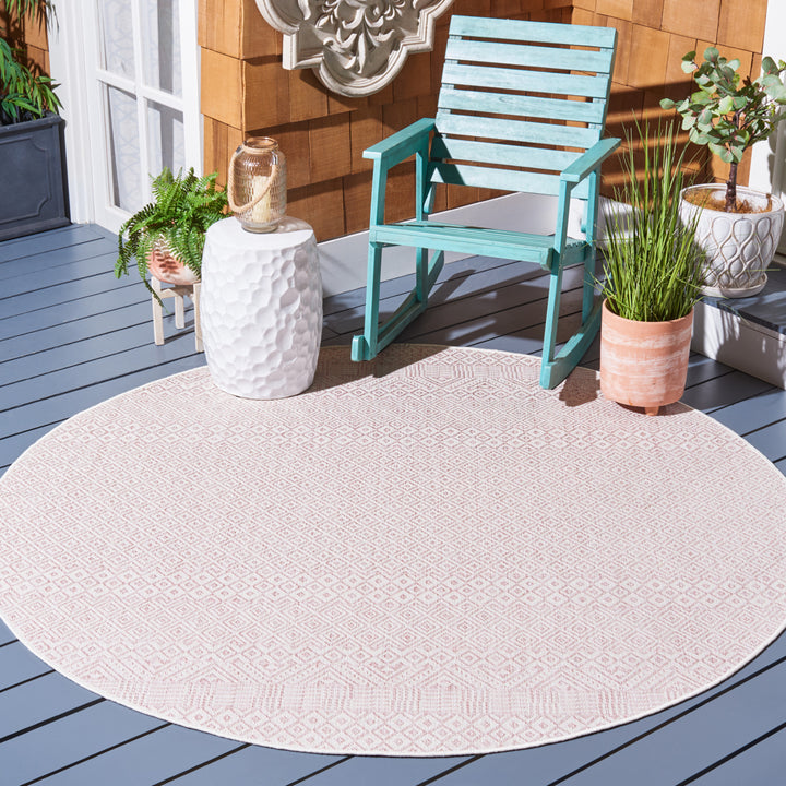 SAFAVIEH Outdoor CY8235-56212 Courtyard Ivory / Soft Pink Rug Image 2