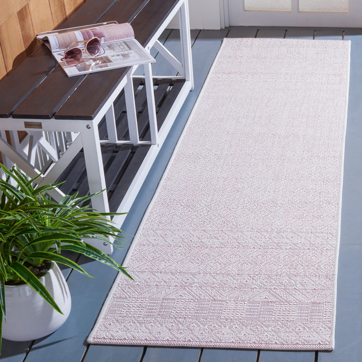 SAFAVIEH Outdoor CY8235-56212 Courtyard Ivory / Soft Pink Rug Image 3