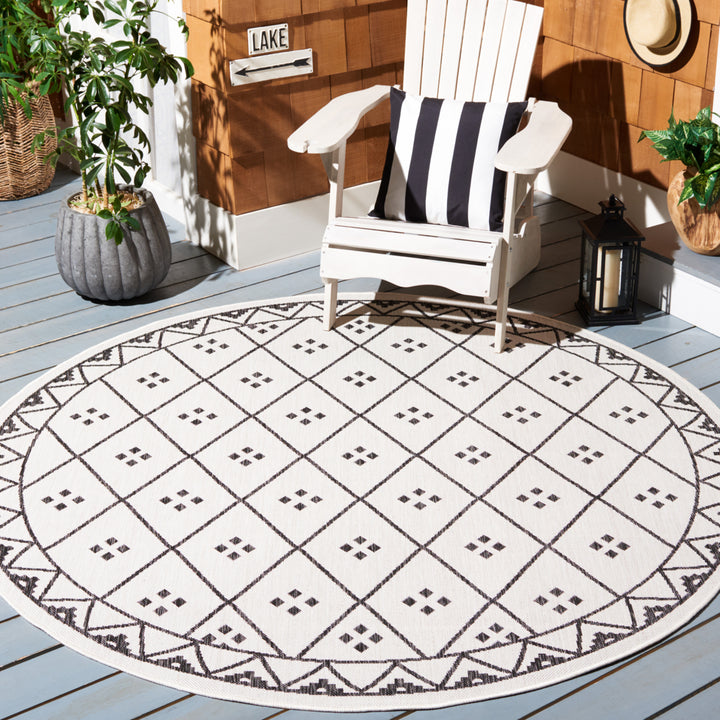 SAFAVIEH Indoor Outdoor CY8303-536 Courtyard Ivory / Black Rug Image 2