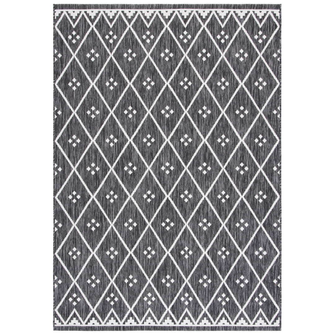 SAFAVIEH Indoor Outdoor CY8303-537 Courtyard Black / Ivory Rug Image 4