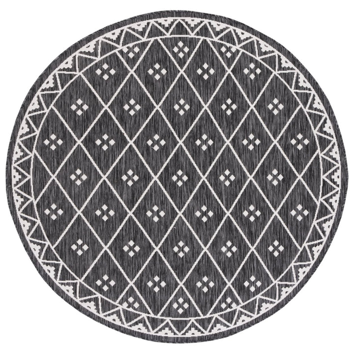 SAFAVIEH Indoor Outdoor CY8303-537 Courtyard Black / Ivory Rug Image 5