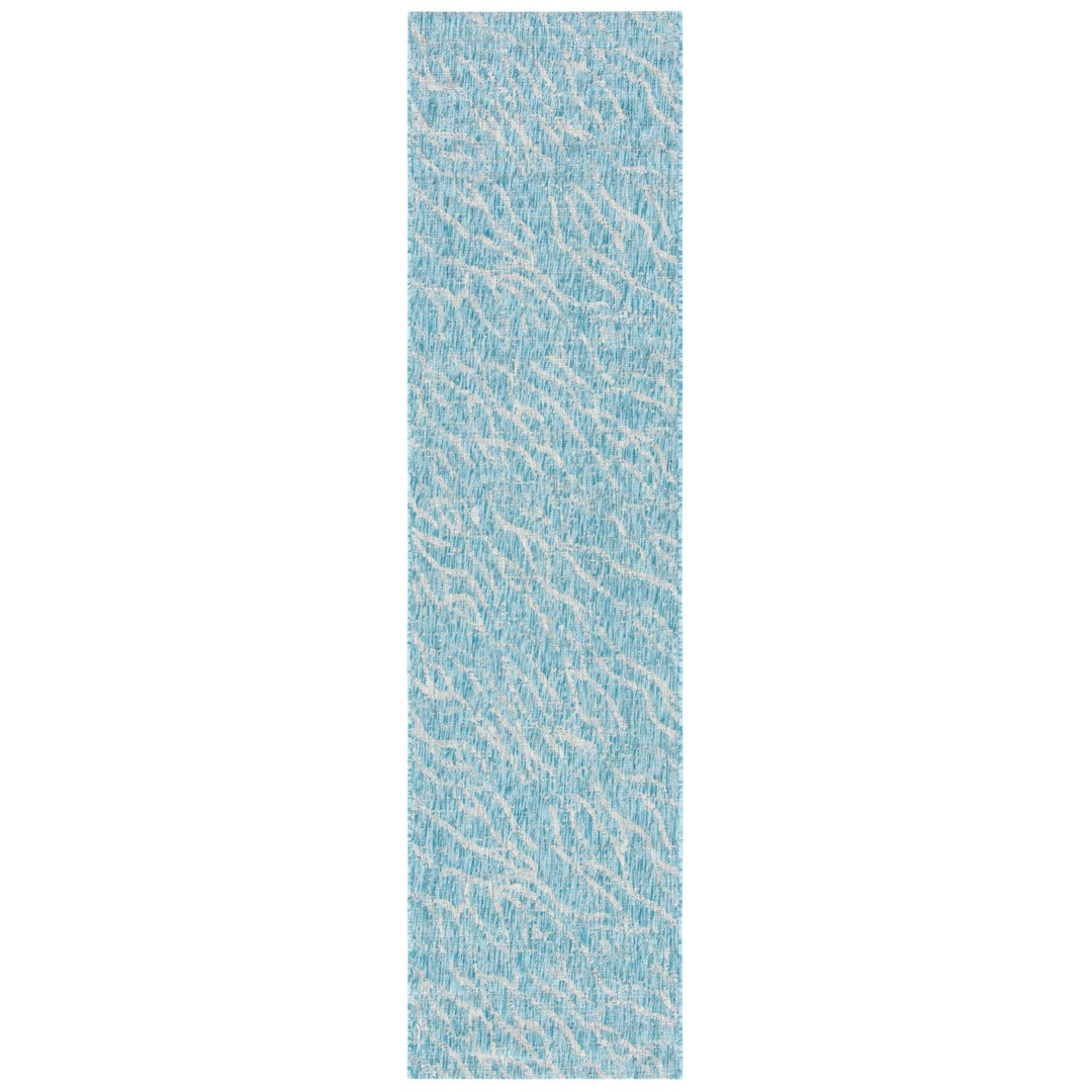 SAFAVIEH Outdoor CY8382-37121 Courtyard Aqua / Grey Rug Image 1