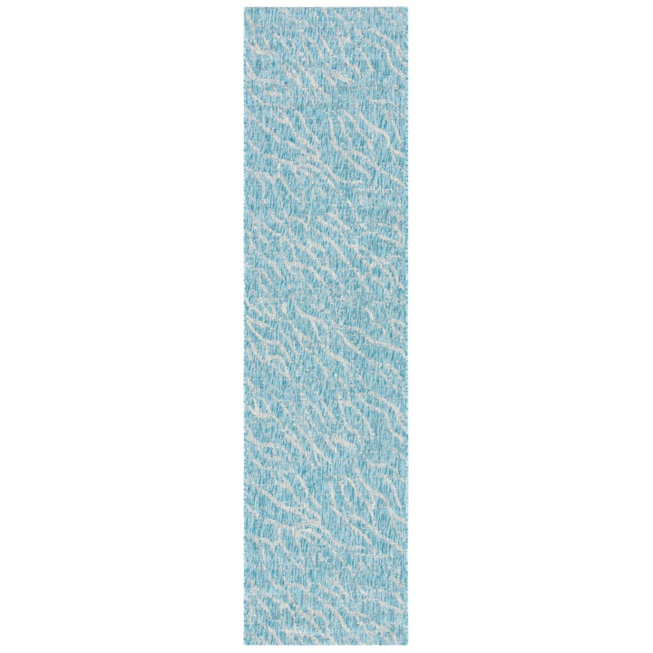 SAFAVIEH Outdoor CY8382-37121 Courtyard Aqua / Grey Rug Image 1