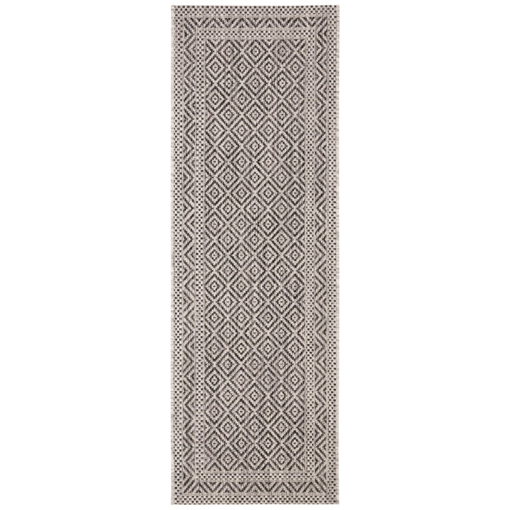 SAFAVIEH Outdoor CY8364-37612 Courtyard Grey / Black Rug Image 6