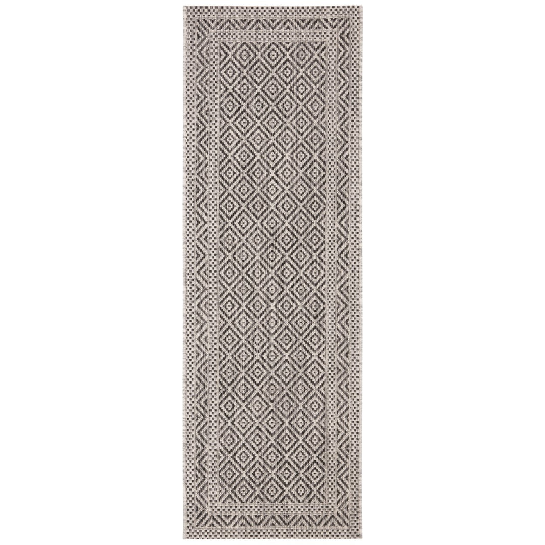 SAFAVIEH Outdoor CY8364-37612 Courtyard Grey / Black Rug Image 1